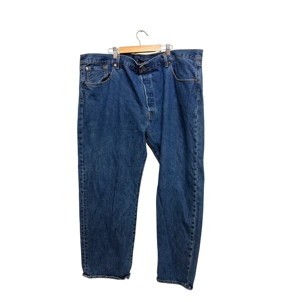 Levis 501 Original Fit Mens Blue Denim Jeans Medium Wash Button Fly Straight Leg
